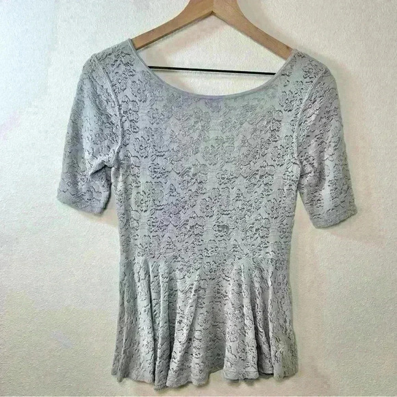 Free People Second Chance Scoop Back Stretch Lace Sheer Blouse Size Small - Picture 3 of 15